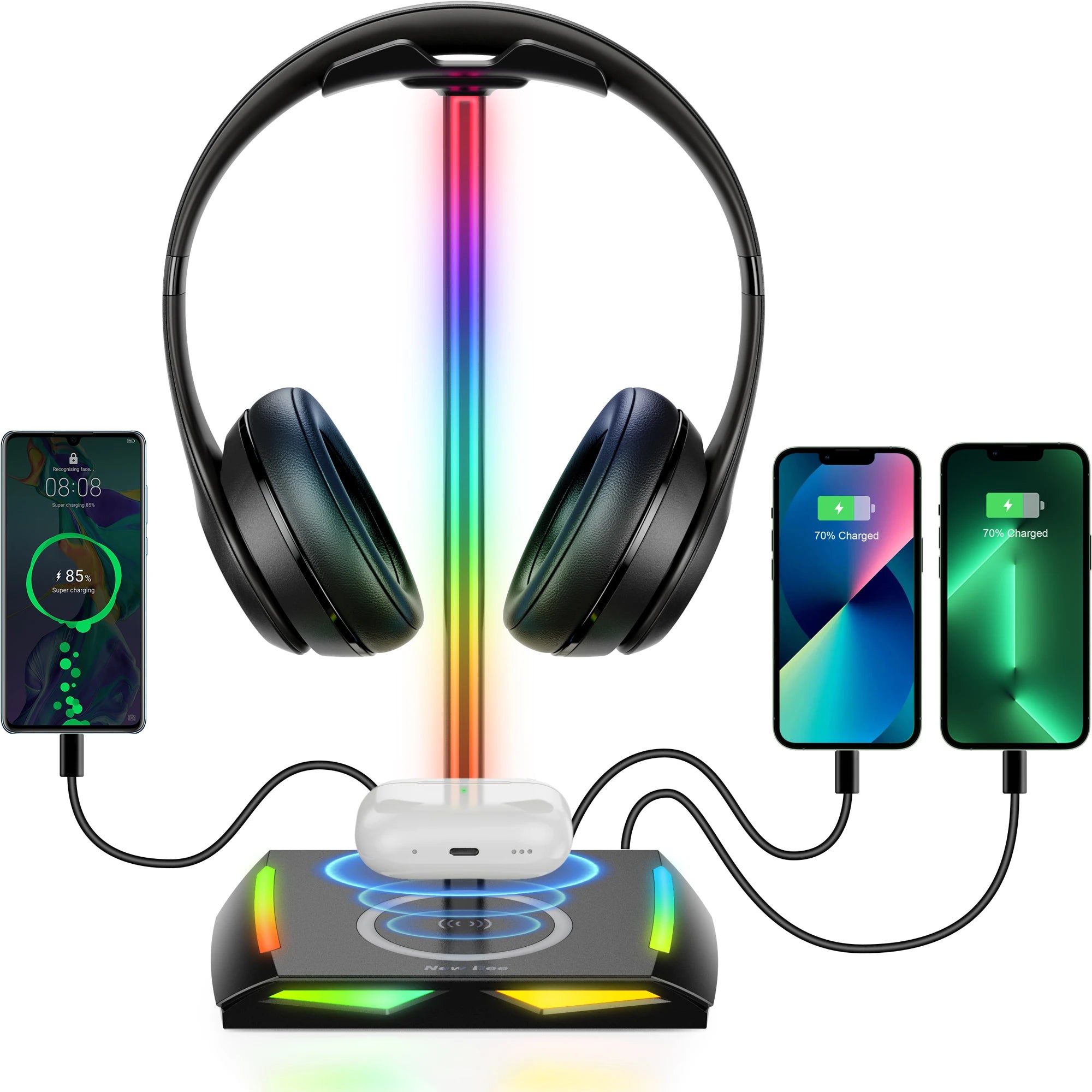 CowLost | mobile-phone-cases-new-bee-z8-rgb-headphone-stand-with-usb-ports |20