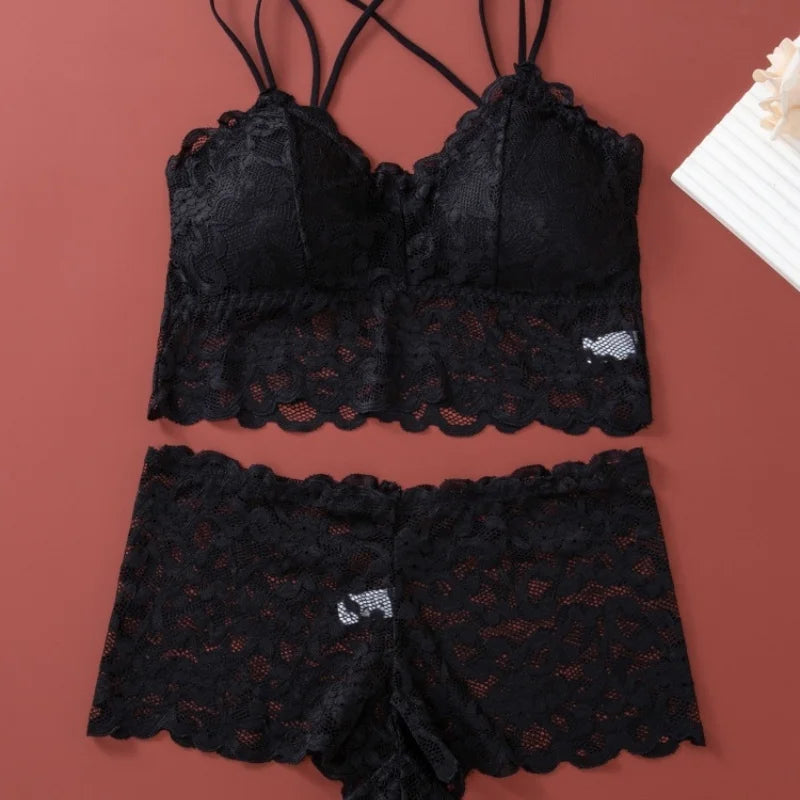 CowLost | product_id-women-s-lace-push-up-nonwire-padded-bra-low-rise-panties-set-solid-color |11