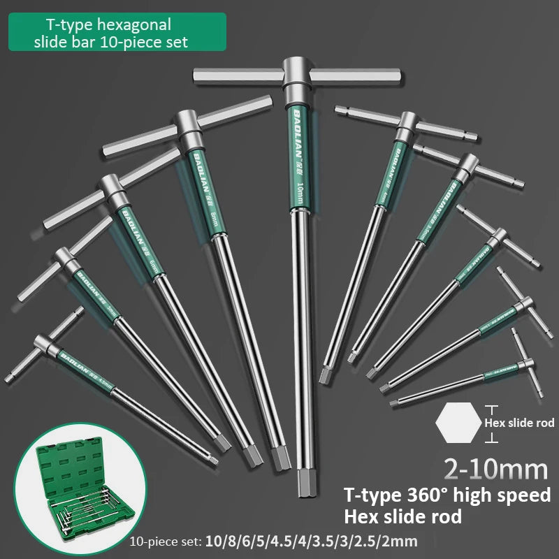 CowLost | t-bar-socket-wrench-2-10mm-adjustable-t-handle-speed-wrench-set-nut-spinner-hex-socket-t-shape-handle-wrench-2-way-drive-design |32