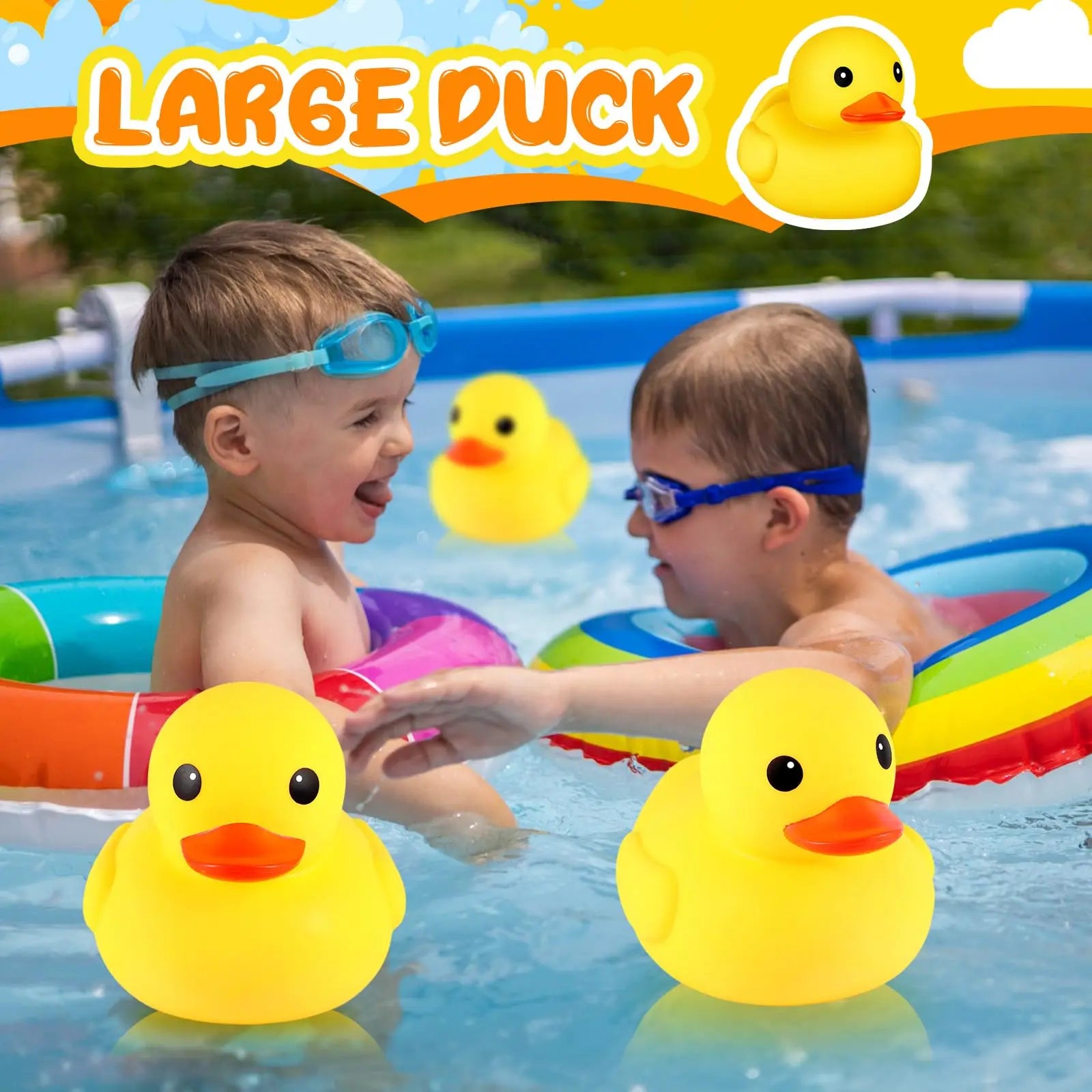 CowLost | product_id-1-2-pcs-giant-10-2-inch-rubber-duck-bath-toy-squeaky-large-yellow-rubber-ducky |5