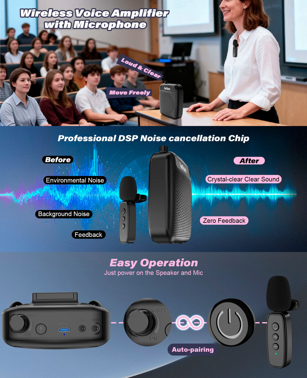 CowLost | product_id-wireless-portable-voice-amplifier-with-lavalier-microphone-rechargeable-clip-on-speaker-for-teachers-and-tour-guides |6