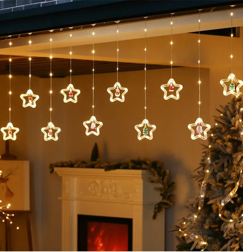 CowLost | product_id-led-usb-christmas-star-santa-curtain-string-lights-for-bedroom-and-living-room |15