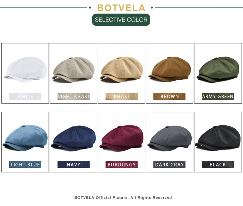 CowLost | botvela-newsboy-cap-mens-twill-cotton-hat |8