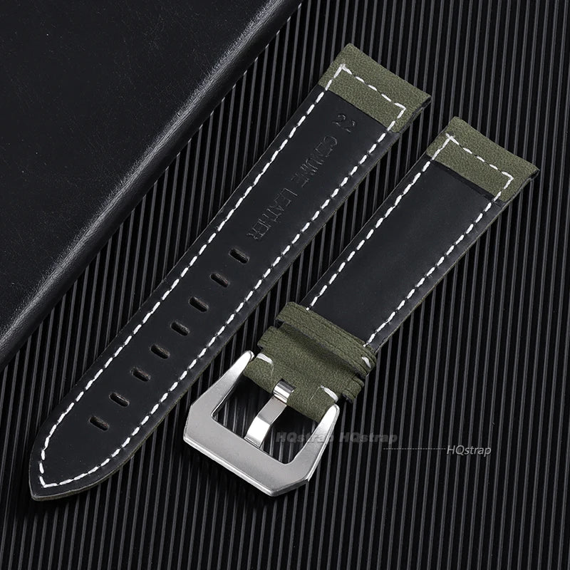 Vintage Matte Leather Watchband Strap 18-24mm Black Blue Brown Unisex