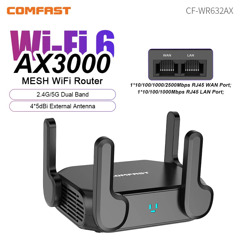 CowLost | comfast-ax3000-wifi-6-mesh-wifi-gigabit-router-2-4g-5-8ghz-dual-band |1