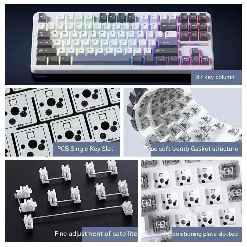 CowLost | aula-f87-pro-mechanical-keyboard-wired-2-4g-wireless-bluetooth-tri-mode-87key-8000mah |3