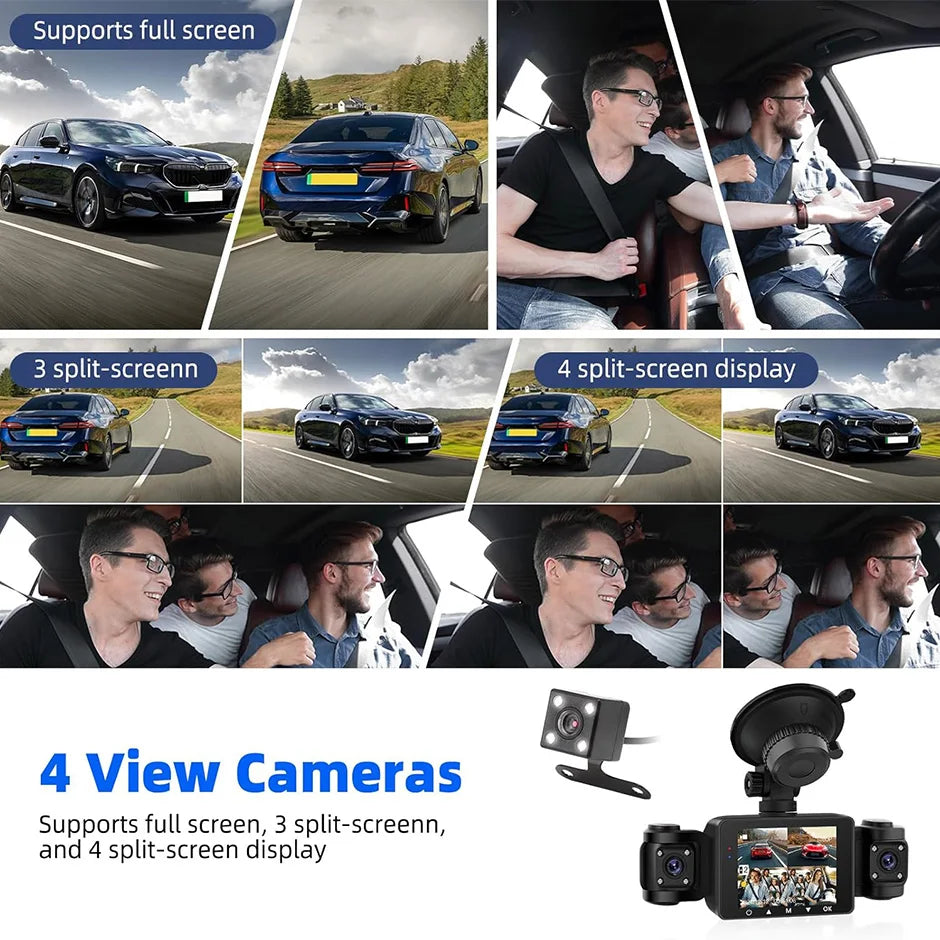 CowLost | vehicle-parts-accessories-greenyi-2-4-1080p-4-view-car-dash-cam-front-inside-rear-dvr-camera |2