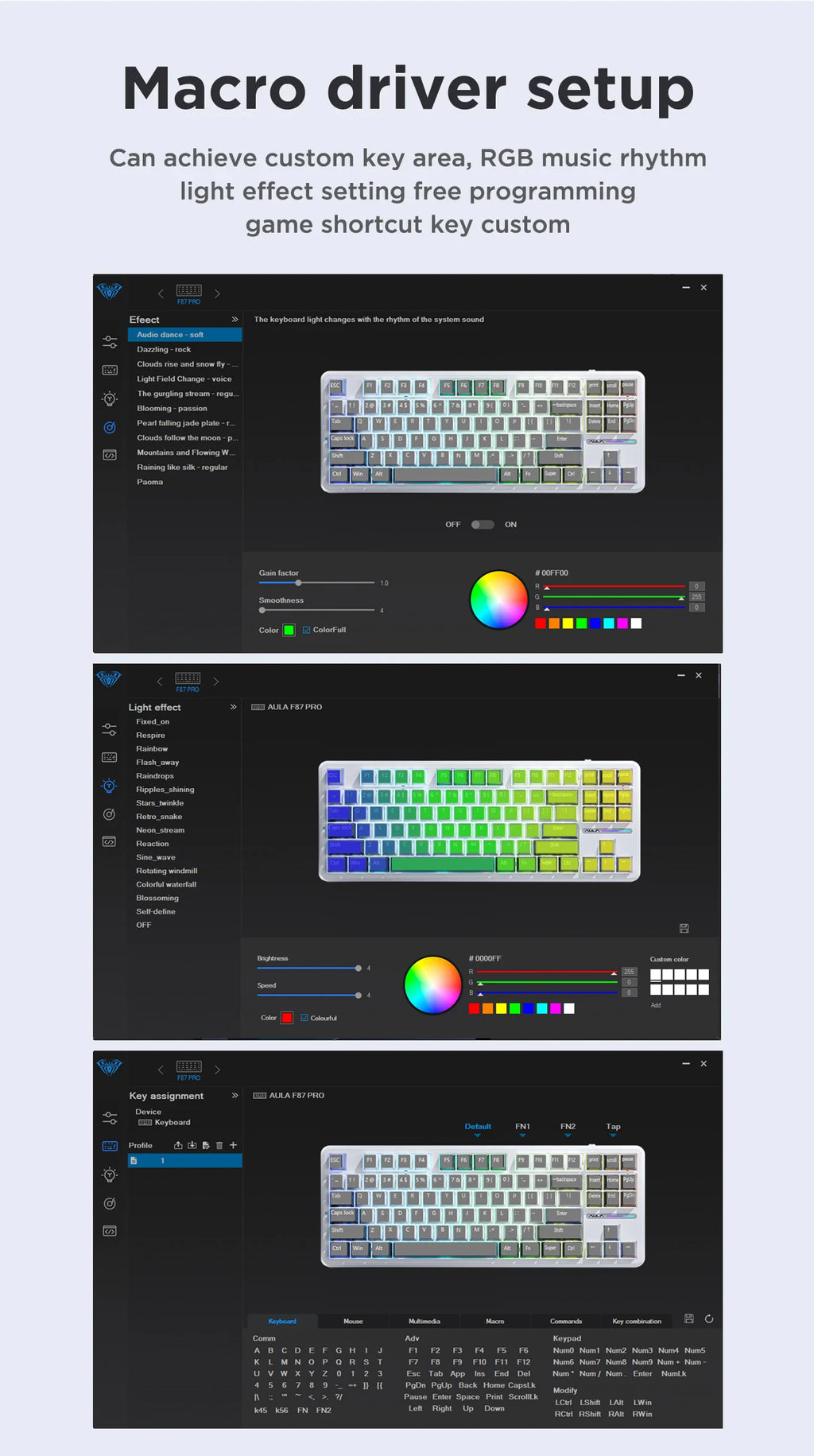 CowLost | aula-f87-pro-mechanical-keyboard-wired-2-4g-wireless-bluetooth-tri-mode-87key-8000mah |17