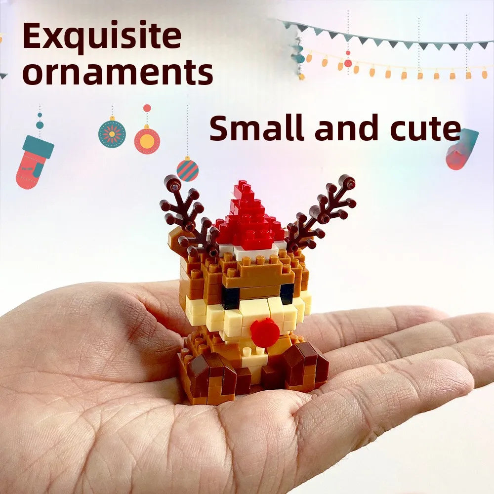 Christmas Building Block Set Santa Claus Reindeer Puzzle Toy for Kids
