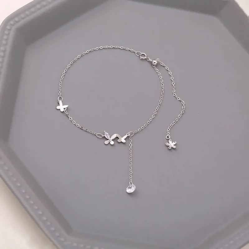 CowLost | handbags-sam-panda-925-sterling-silver-butterfly-zircon-tassel-anklet-for-women |1