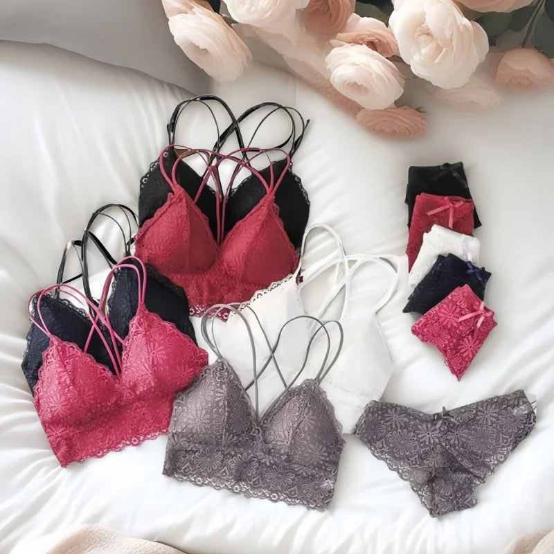 CowLost | product_id-women-lace-wireless-push-up-bra-and-low-rise-panties-set |1