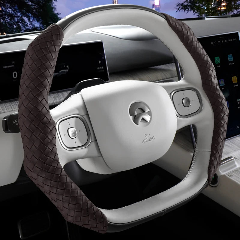 CowLost | luxury-braided-pu-leather-steering-wheel-cover |2