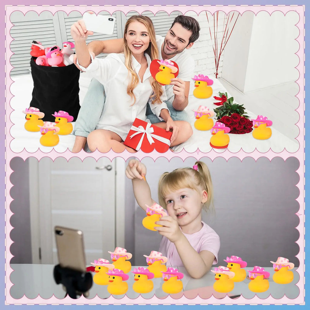 CowLost | product_id-24-48-pcs-pink-valentine-rubber-ducks-bath-toys-for-wedding-holiday-gifts |5