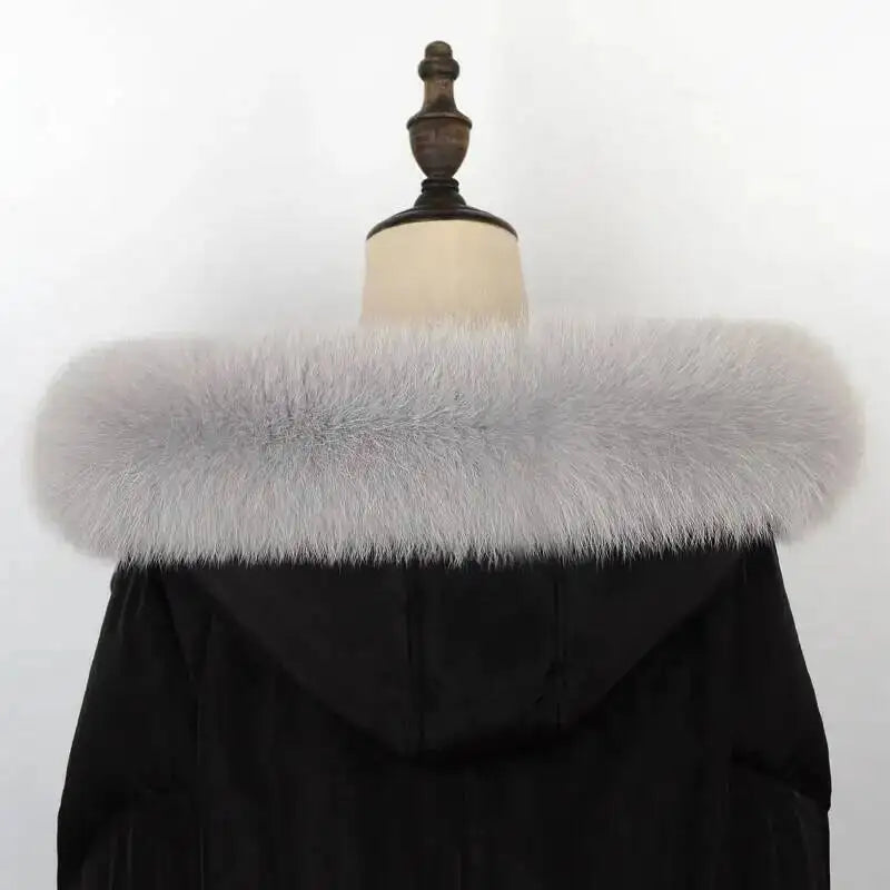 CowLost | fox-fur-collar-for-women-luxury-warm-winter-coat-trim-scarf |23