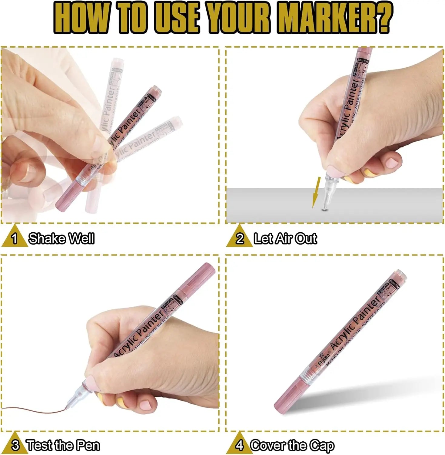 CowLost | markers-product_id-kolorowys-black-white-gold-silvery-acrylic-paint-pens-0-7mm-3mm-waterproof-markers |6