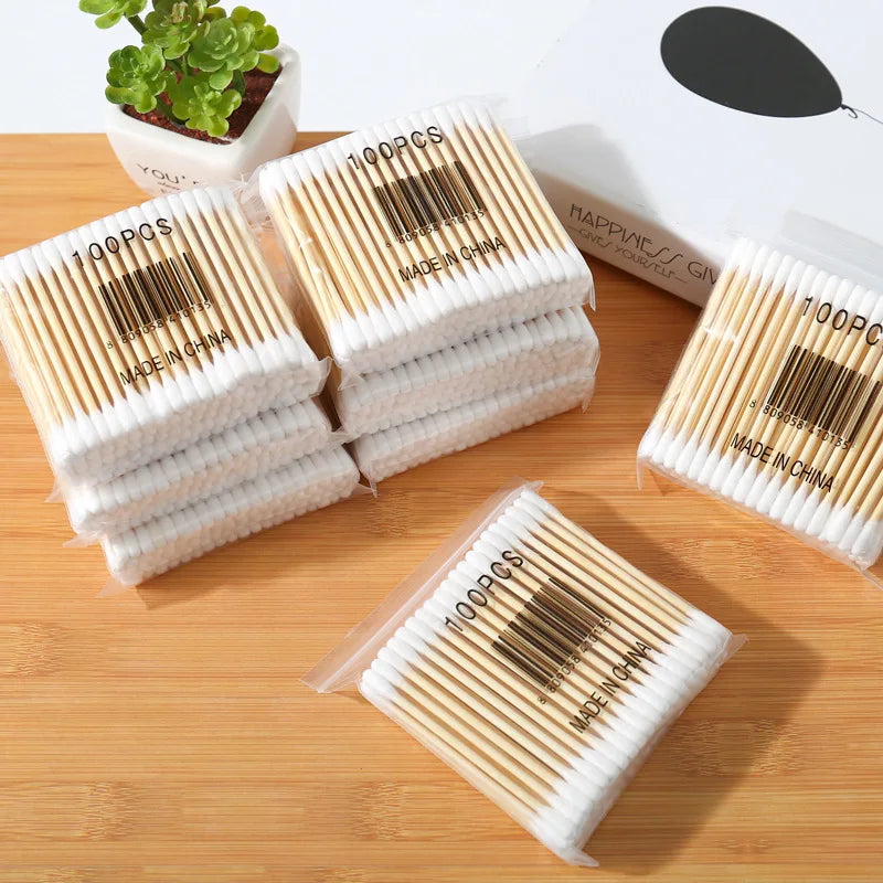 CowLost | double-head-wood-cotton-swab-women-makeup-lipstik-cotton-buds |3