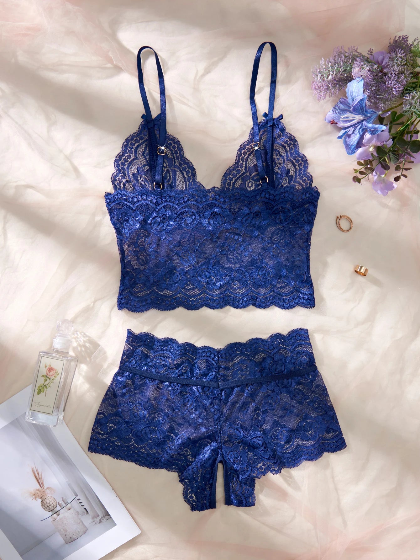 CowLost | women-floral-sexy-lingerie-set-perspective-bra-and-crotchless-panties-sets |15