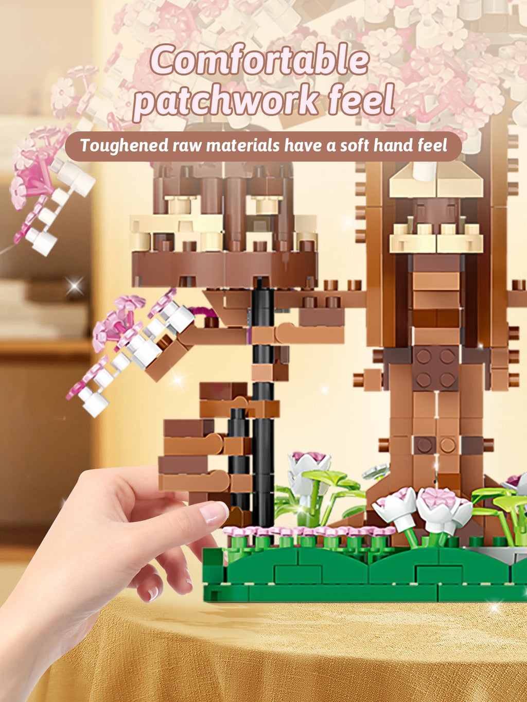 CowLost | product_id-pink-cherry-blossom-rainbow-treehouse-building-block-toy-for-parent-child-assembly |9