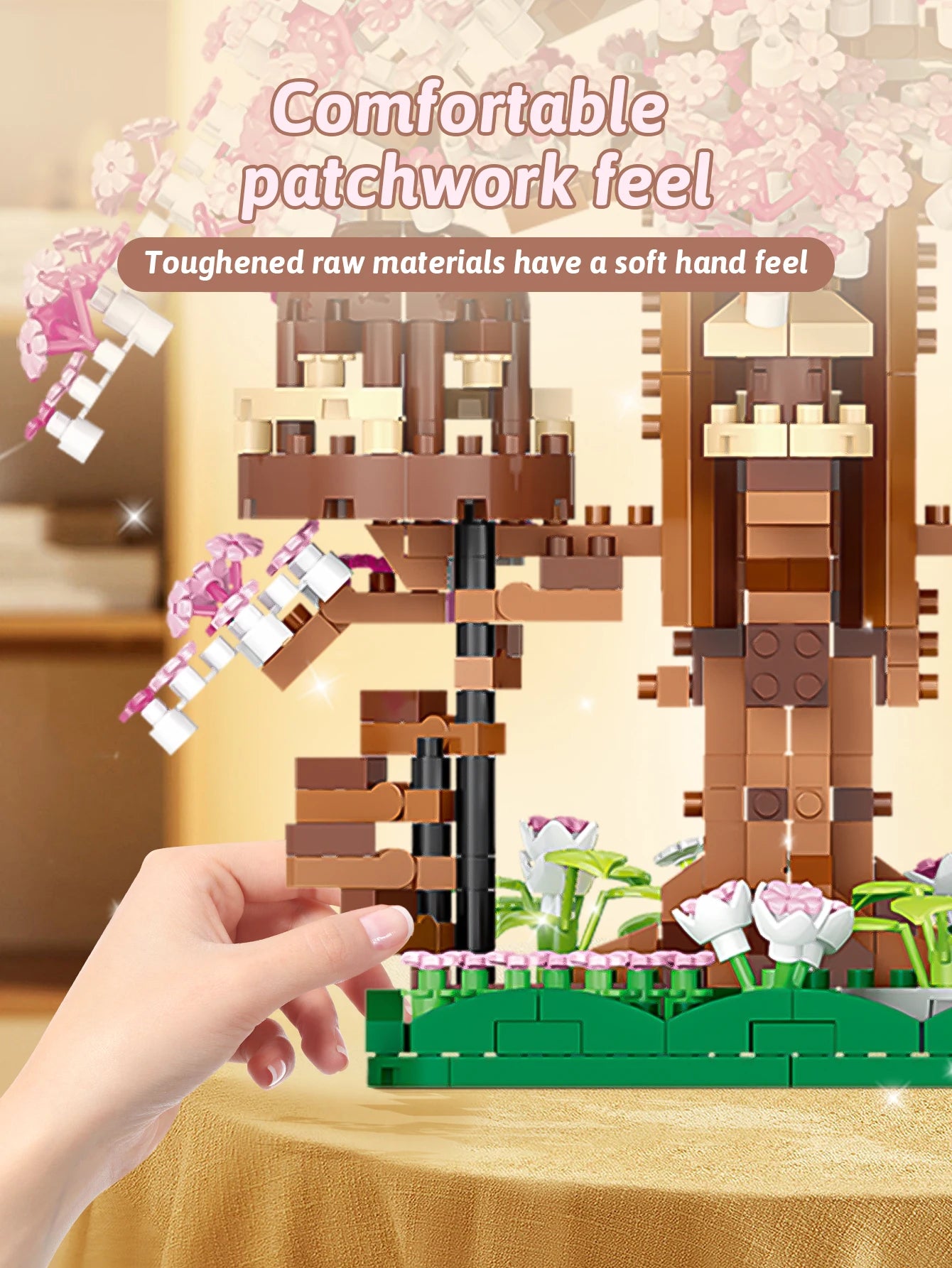 CowLost | product_id-pink-cherry-blossom-rainbow-treehouse-building-block-toy-for-parent-child-assembly |9