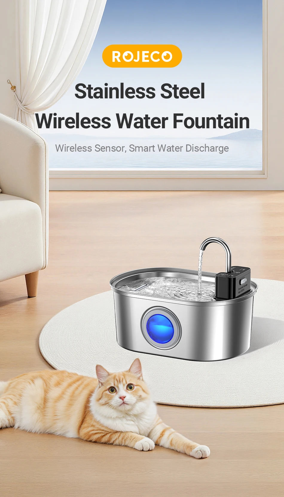 CowLost | cat-food-rojeco-stainless-steel-automatic-cat-water-fountain |7