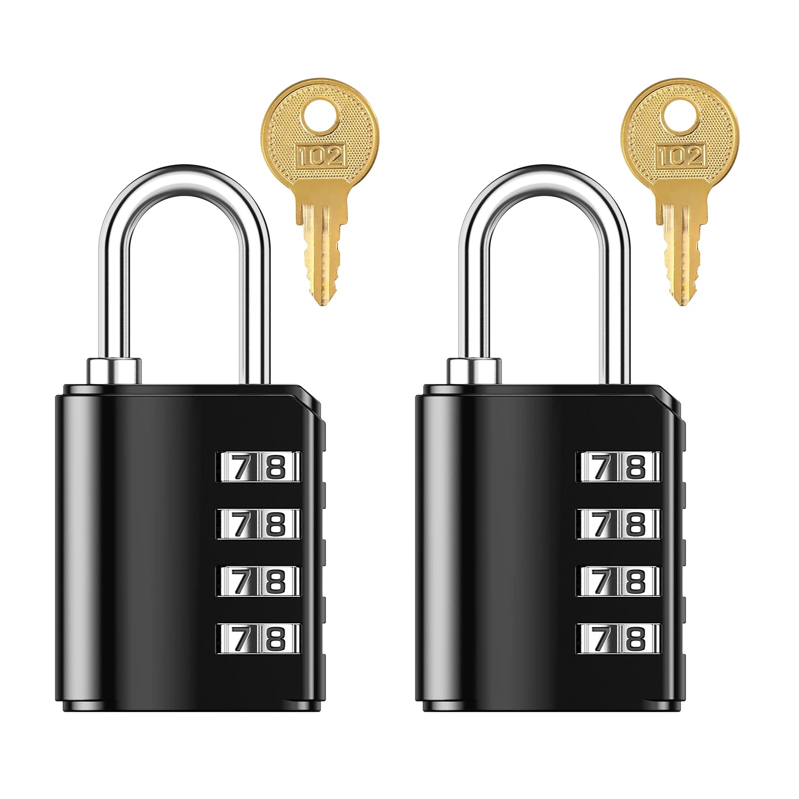 ORIA 2-Pack 4-Digit Waterproof Combination Padlocks for Outdoor Gym Trunk Security Black
