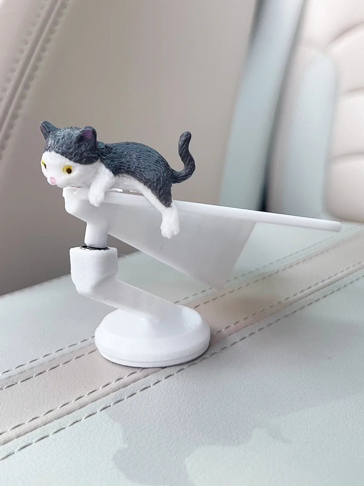 CowLost | inertial-swing-plastic-paper-airplane-move-cute-cat-kitty-wag-plane-sway-car-ornament-dashboard-decorations-cool-fun-accessories |11