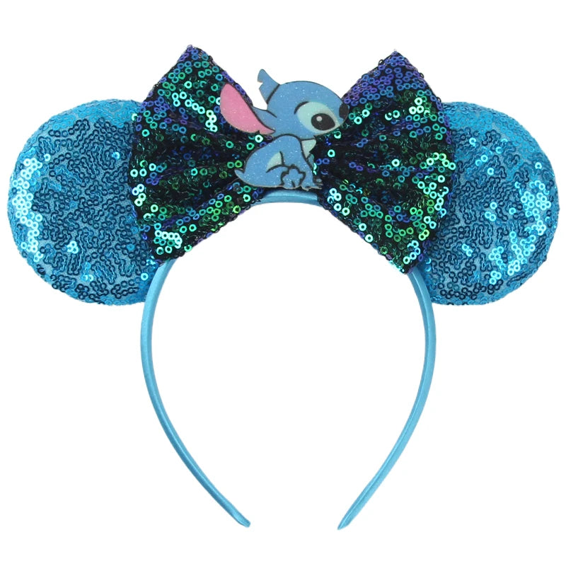 CowLost | cartoon-lilo-stitch-head-band-girls-sequins-bow-hairband |55