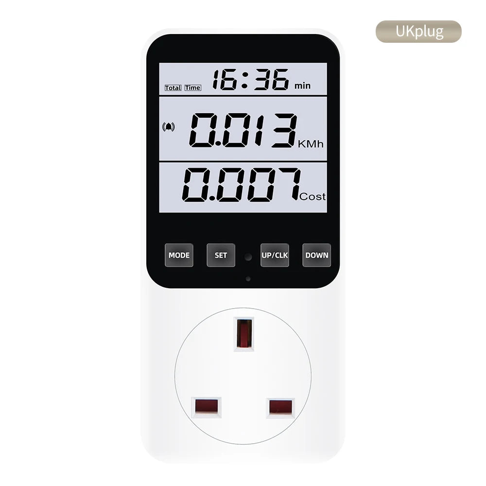 Digital Wattmeter AC Power Meter Socket Analyzer 220V EU Plug Energy Voltmeter Ammeter Electricity Cost Monitor