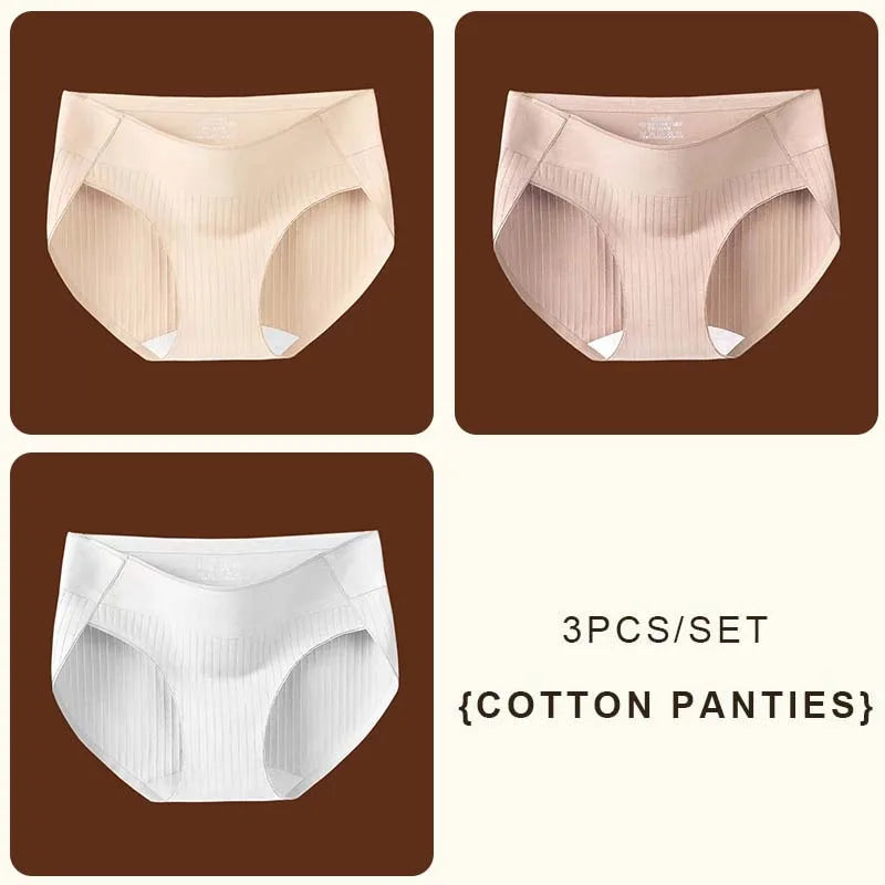 CowLost | product_id-fallsweet-3pcs-womens-plus-size-seamless-mid-rise-cotton-briefs |9