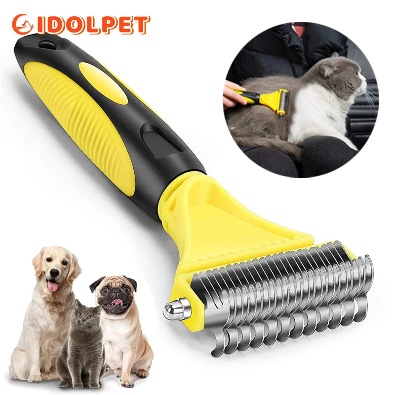 CowLost | pet-beds-pets-stainless-steel-two-sided-grooming-brush-for-shedding-and-dematting |1
