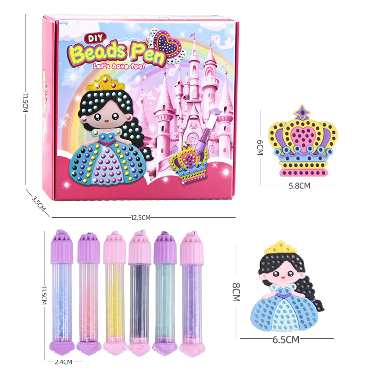 CowLost | product_id-diy-beads-pen-toy-set-handmade-creative-sticker-princess-rainbow-bow-girl-gift |6
