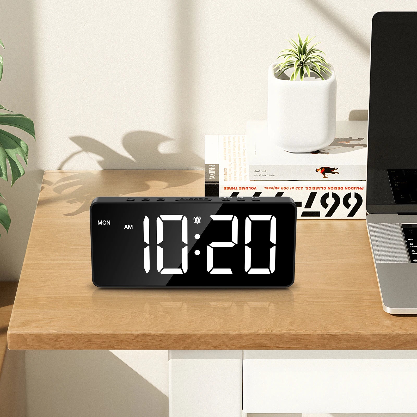 AMIR Digital Alarm Clock Large LED Display with 4 Alarm Modes, Snooze, DST, 12/24H for Bedroom & Office
