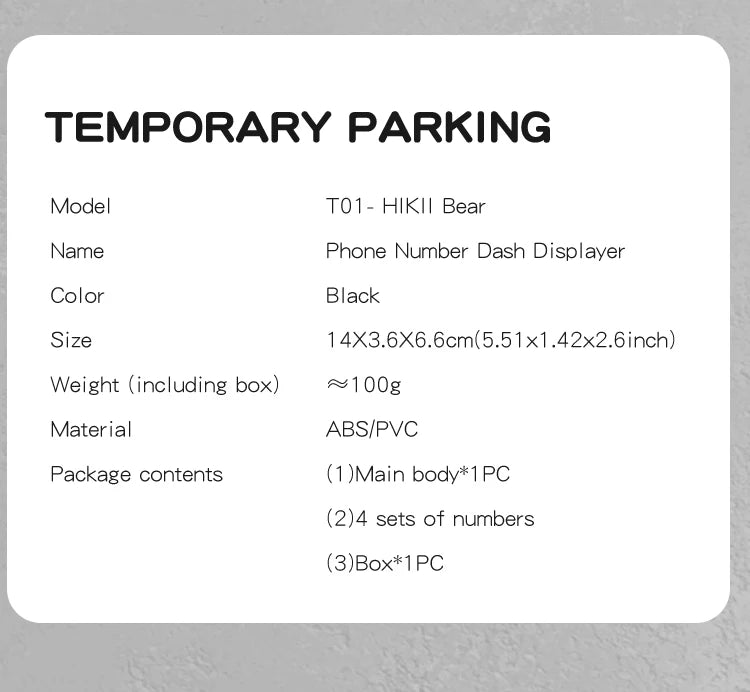 CowLost | product_id-cool-bear-car-dashboard-temporary-parking-phone-number-display-plate-accessory |15