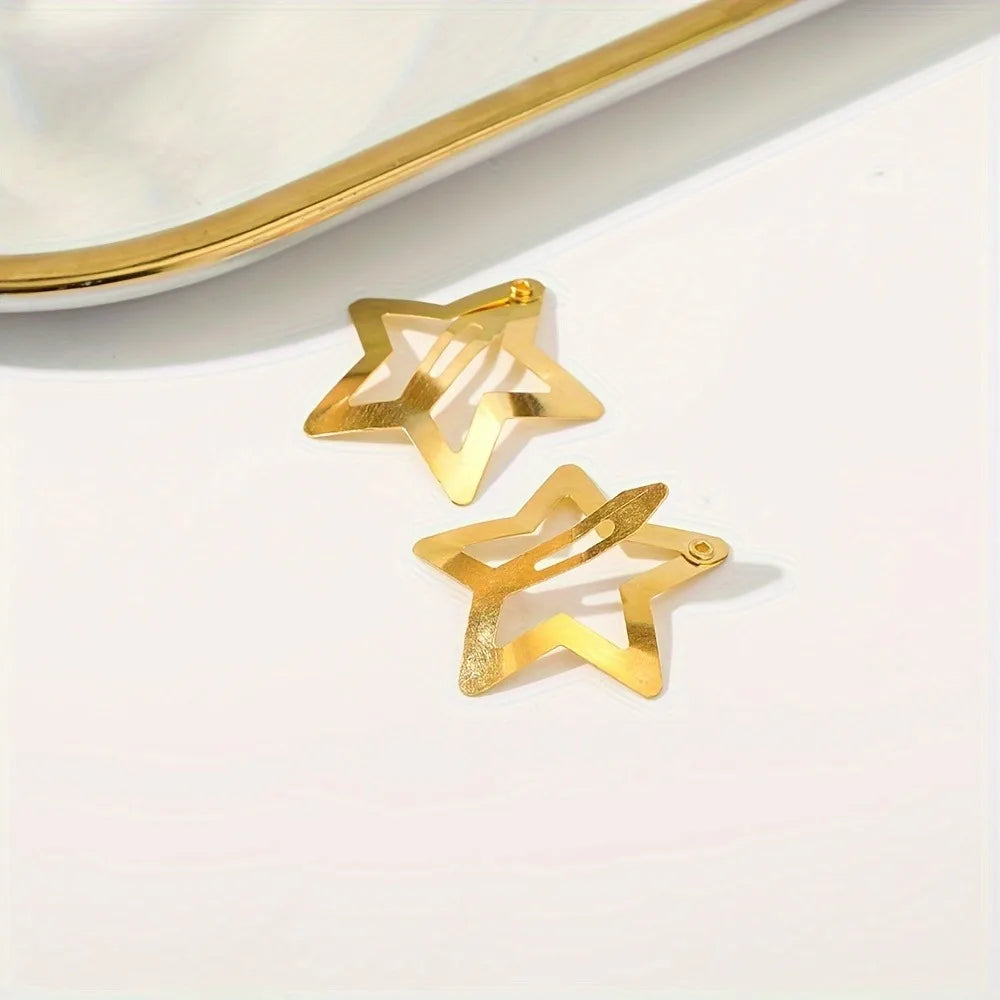 CowLost | 2-100pcs-star-hair-clips-for-girls-filigree-star |6