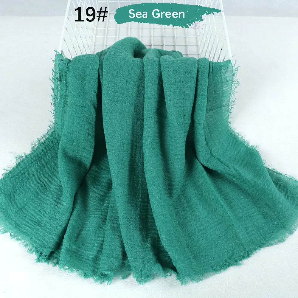 180X90CM Muslim Women Crinkle Hijab Soft Cotton Scarf