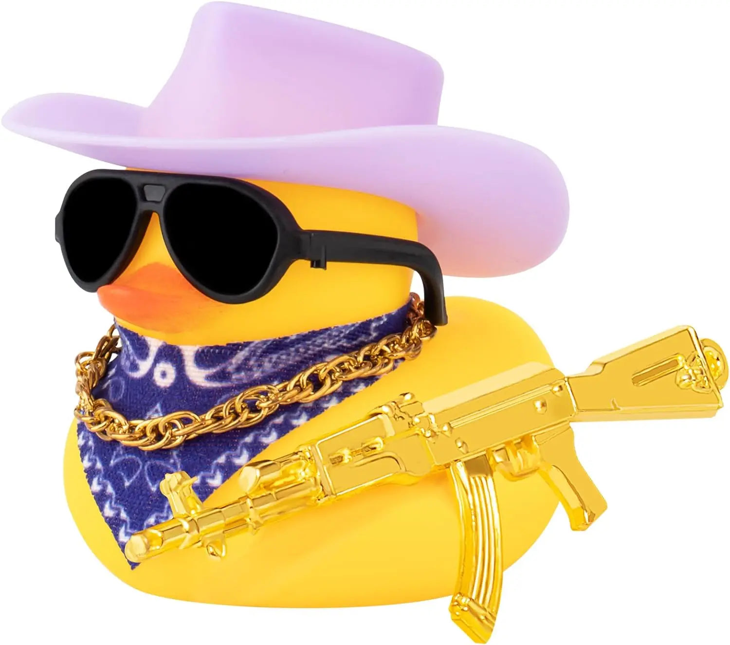 CowLost | product_id-cowboy-duck-with-guns-car-dashboard-decoration-rubber-duck-ornament-with-mini-swim-ring-sun-hat-and-sunglasses |14