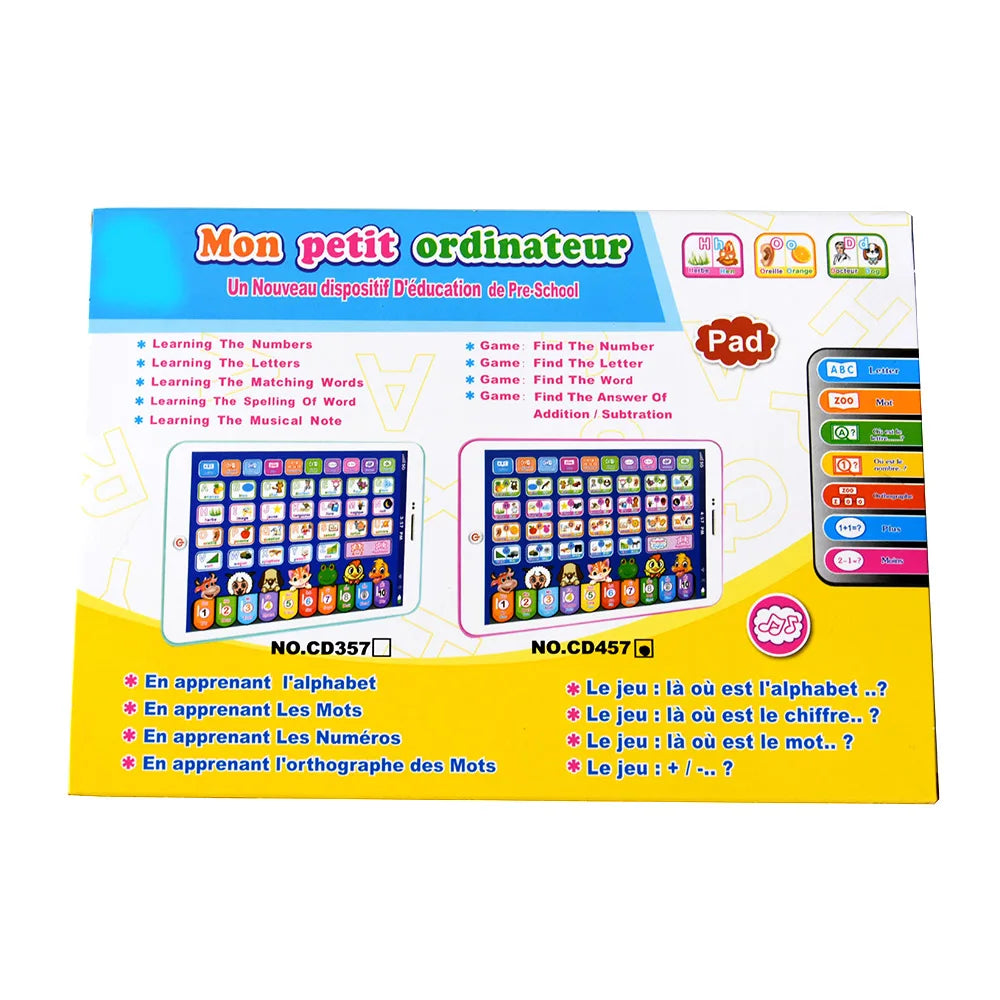 Bilingual French Arabic English Early Learning Educational Toy for Children Preschool Pad