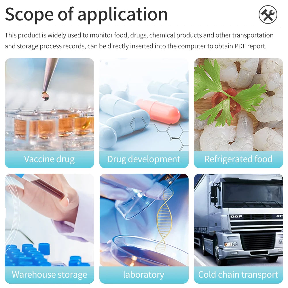 10PCS USB TempU05 Temperature Logger 60/90 Days Disposable PDF Report Cold-Chain Monitor