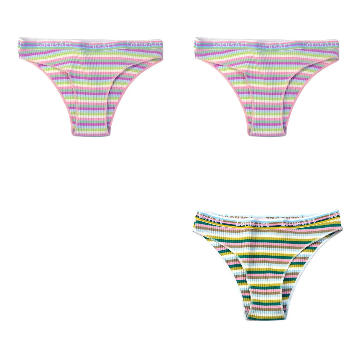 CowLost | product_id-3pcs-women-s-low-waist-striped-cotton-briefs-m-xxl-breathable-panties |14