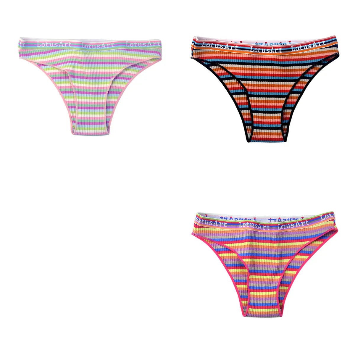 CowLost | product_id-3pcs-women-s-low-waist-striped-cotton-briefs-m-xxl-breathable-panties |16