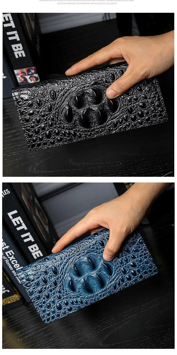 CowLost | men-wallets-business-long-crocodile-genuine-leather |10