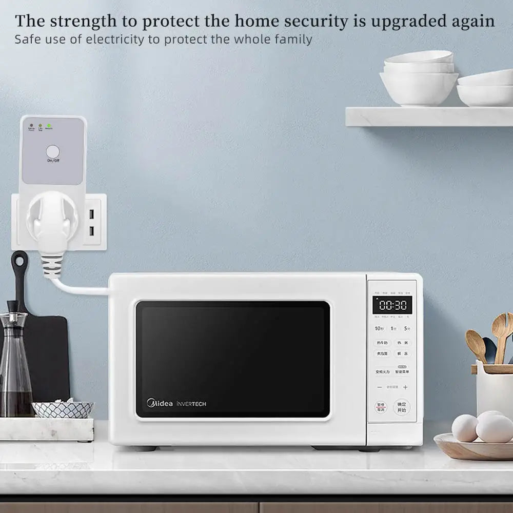 Automatic Voltage Protector Socket Switcher 220V EU Plug Power Surge Safe for Refrigerator