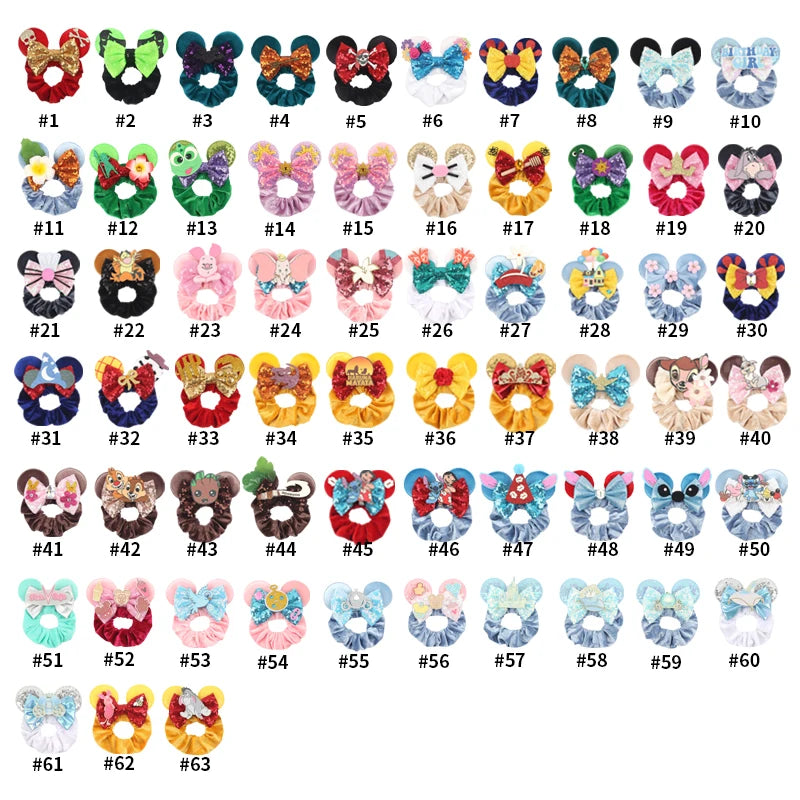 CowLost | cute-disney-castle-fireworks-balloons-hair-scrunchies-velvet-hairband-for-girls |4