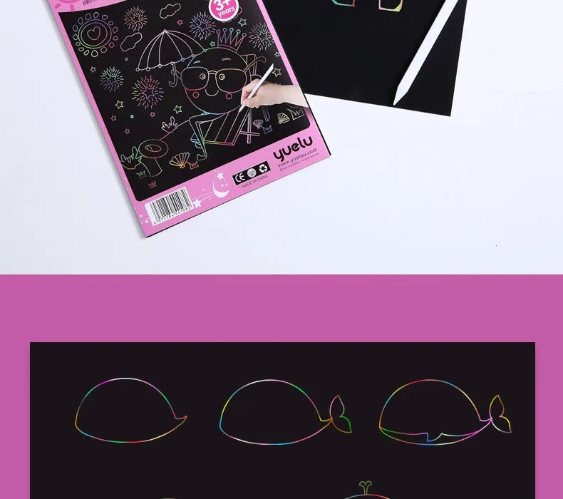 CowLost | product_id-10-pcs-colorful-diy-blank-scratch-painting-paper-set-a4-16k-32k |18