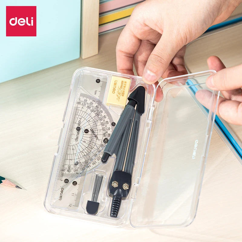CowLost | deli-student-ruler-and-compass-set-for-drawing-multifunctional-learning |2