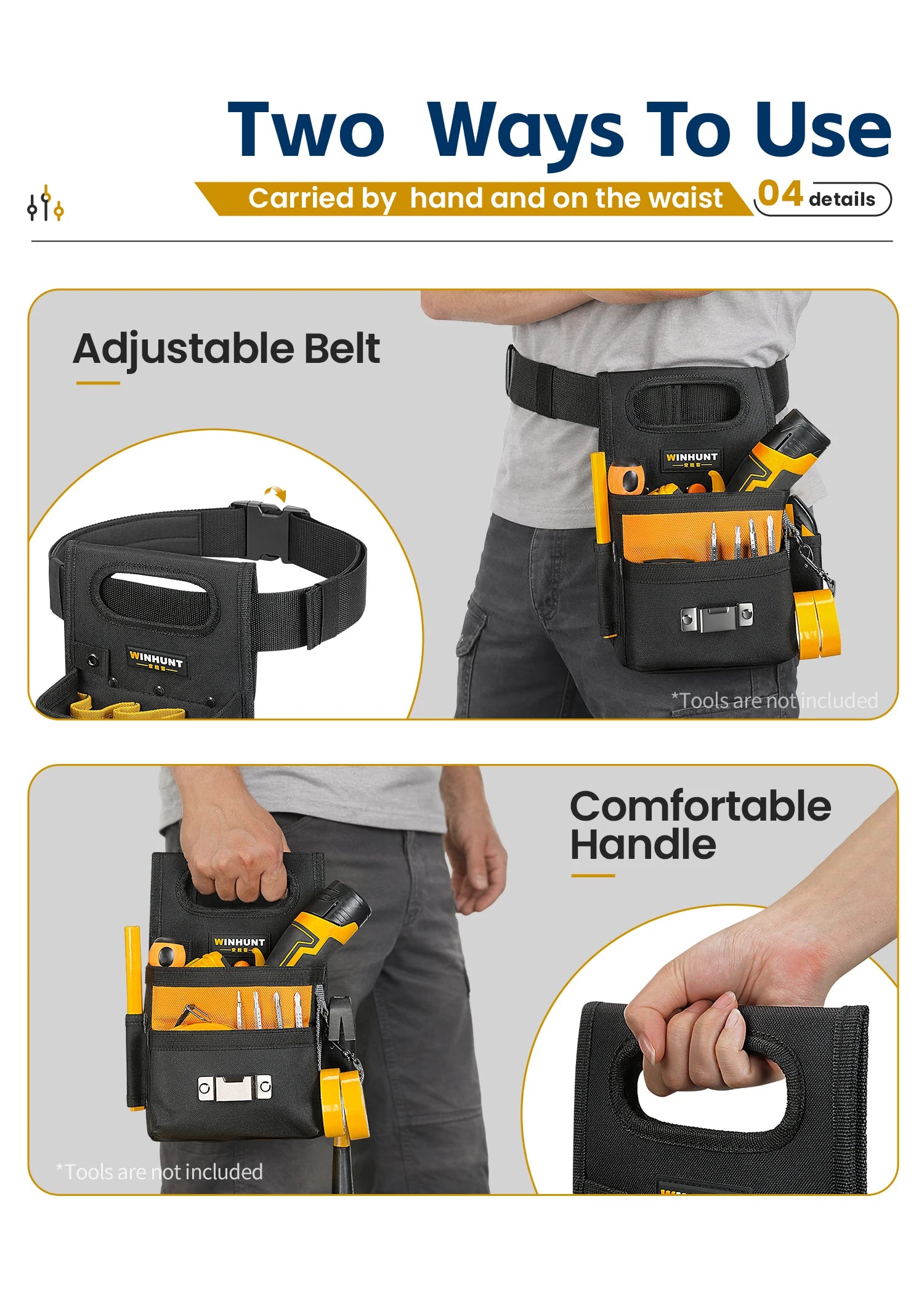 CowLost | product_id-multi-pocket-tool-belt-pouch-with-adjustable-strap-durable-electrician-drill-holster-portable-carpenter-organizer |12
