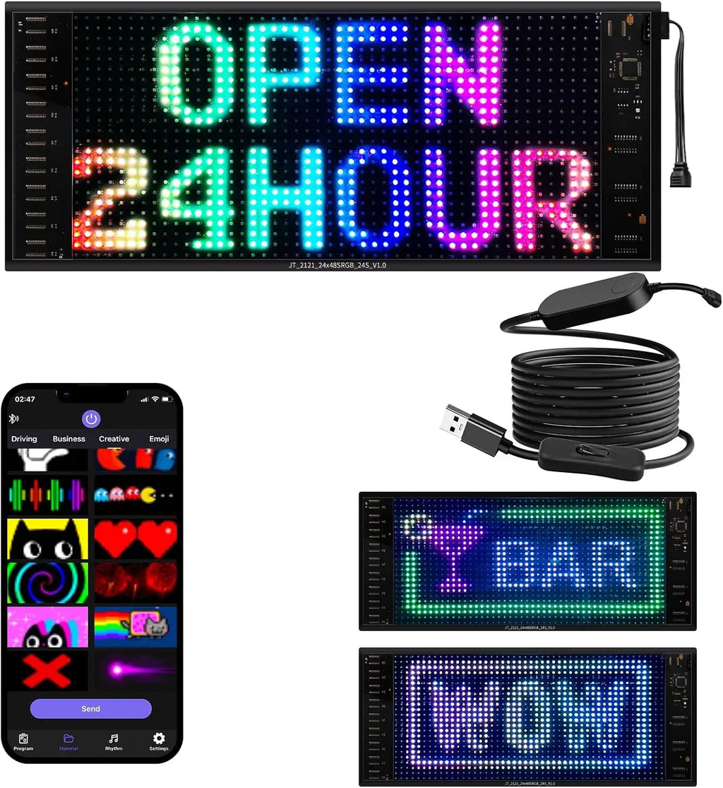 Double Layer RGB Flexible LED Display Panel with App Programmable Sign for Car, Shop, Hotel, Advertising