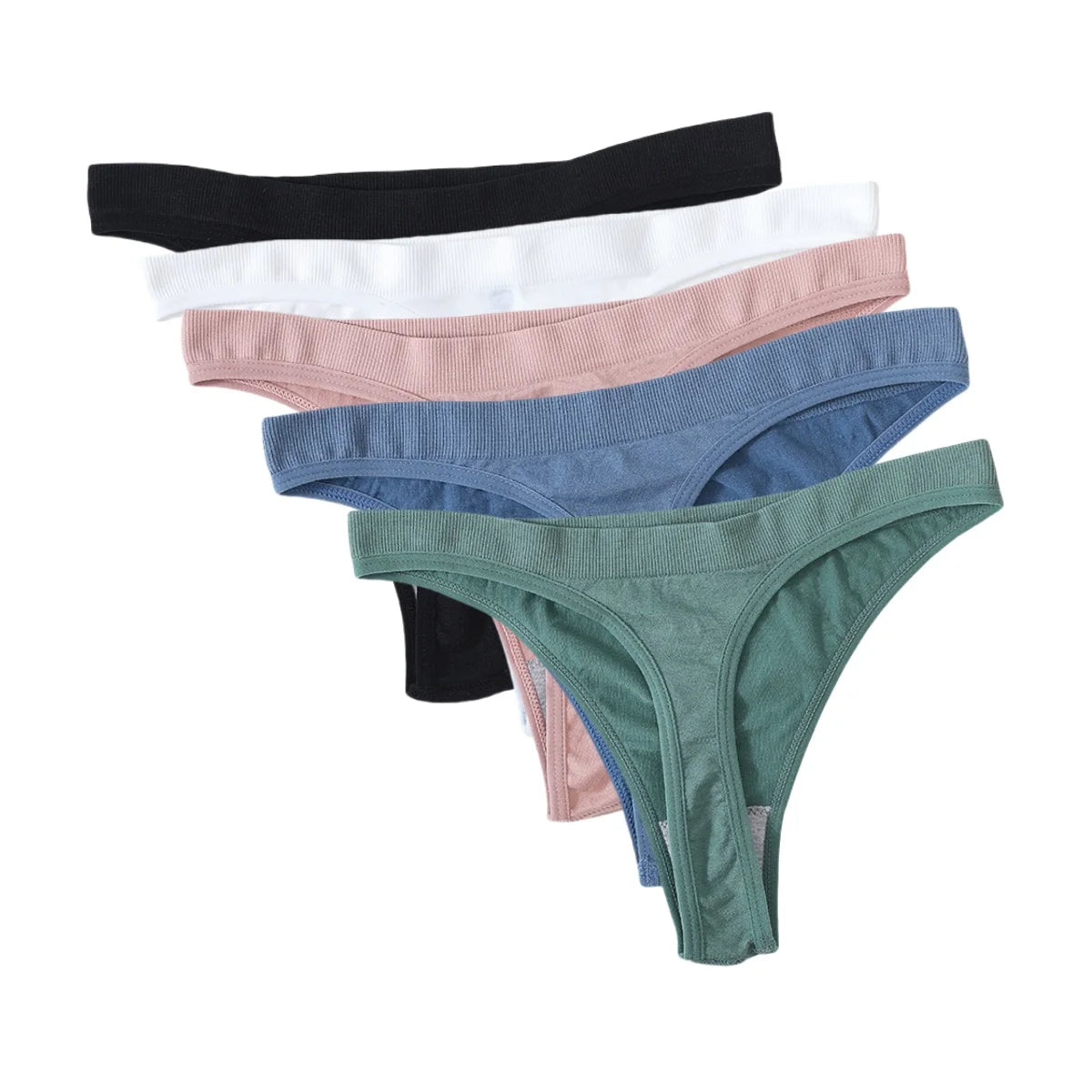 CowLost | product_id-5pcs-brazilian-high-waist-sports-thong-g-string-panties-women-m-xl-solid-t-back-underwear-set |26