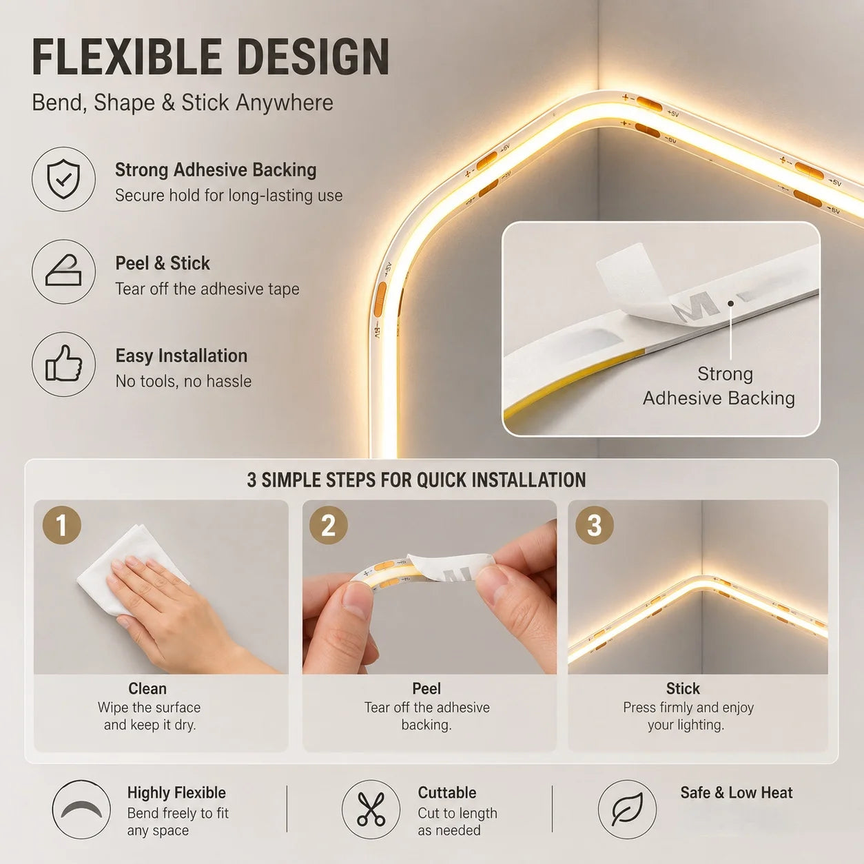 CowLost | tv-led-backlight-strips-bars-product_id-led-cob-usb-touch-dimmer-light-strip-5v-flexible-indoor-backlight-lamp |10