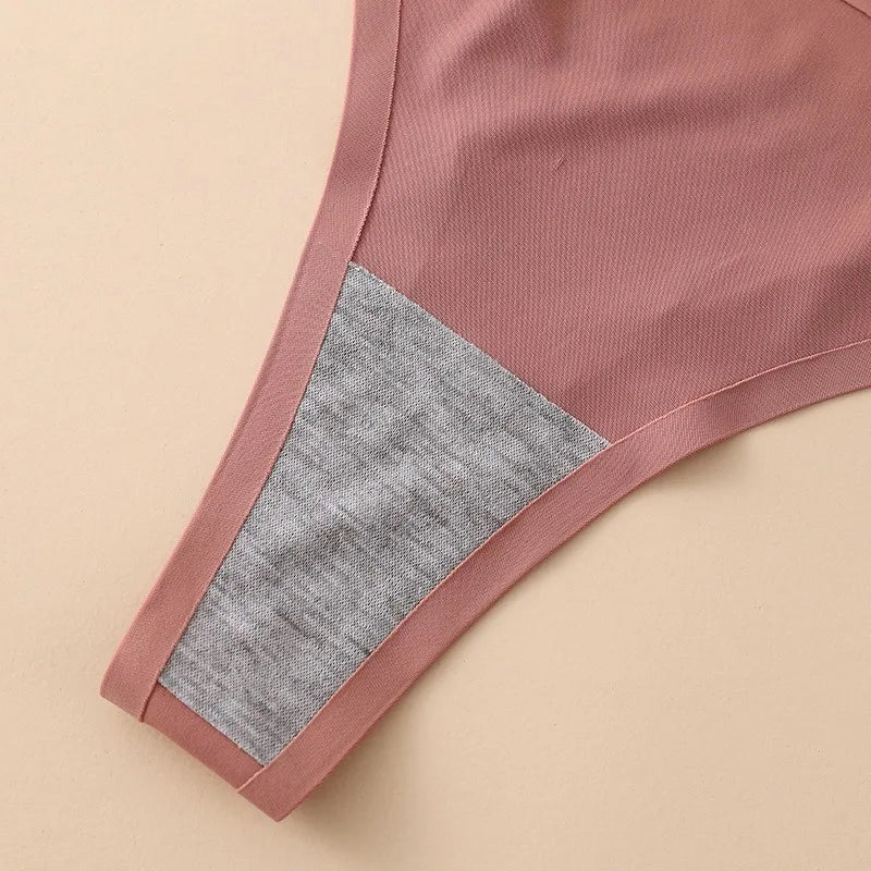 CowLost | product_id-4pcs-women-s-low-waist-seamless-ice-silk-thong-panties-set |5